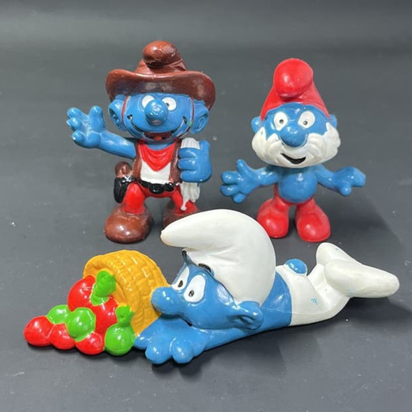 Vintage Schleich Smurf Figures (1980s) -- Lot of 3 - Picture 1 of 5